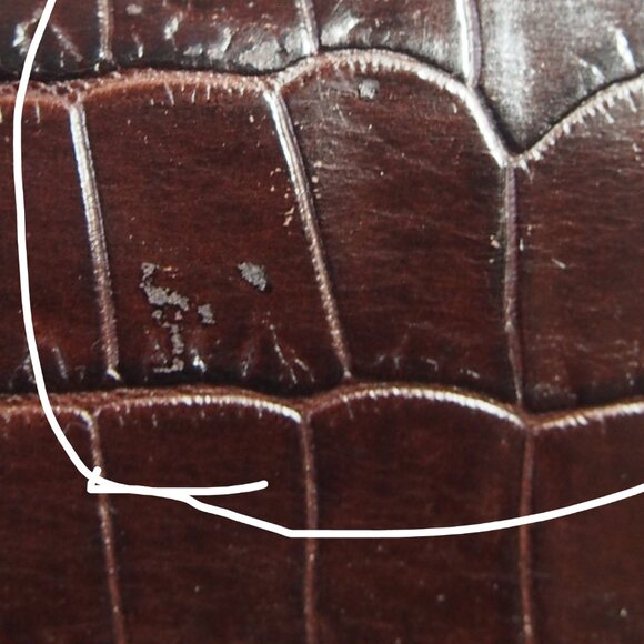 Vintage Brighton Crocodile/Basket Weave Brown Shoulder Bag with Hangtag - Picture 15 of 16